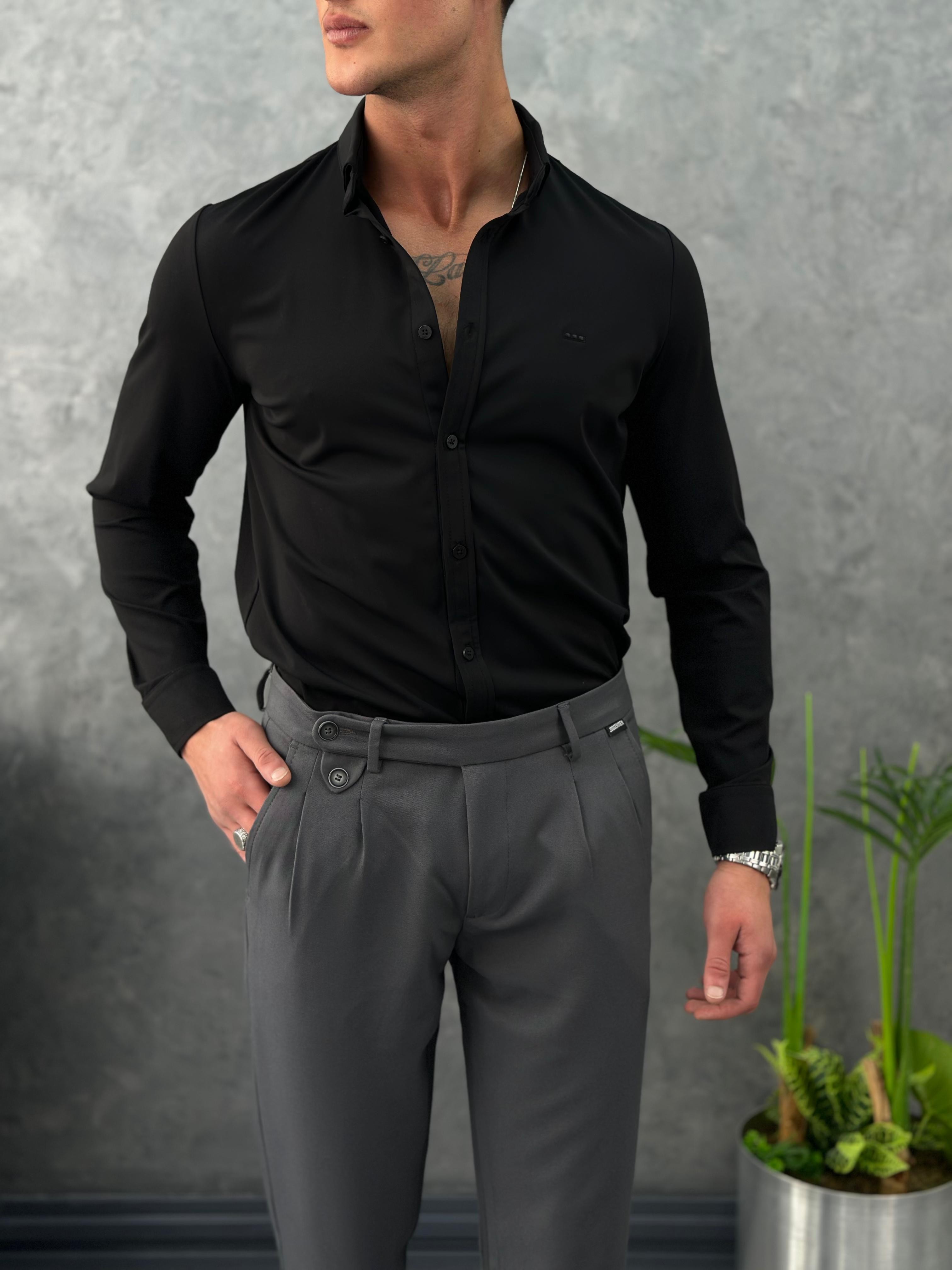 Full Likralı Slimfit Yaka Düğmeli Gömlek