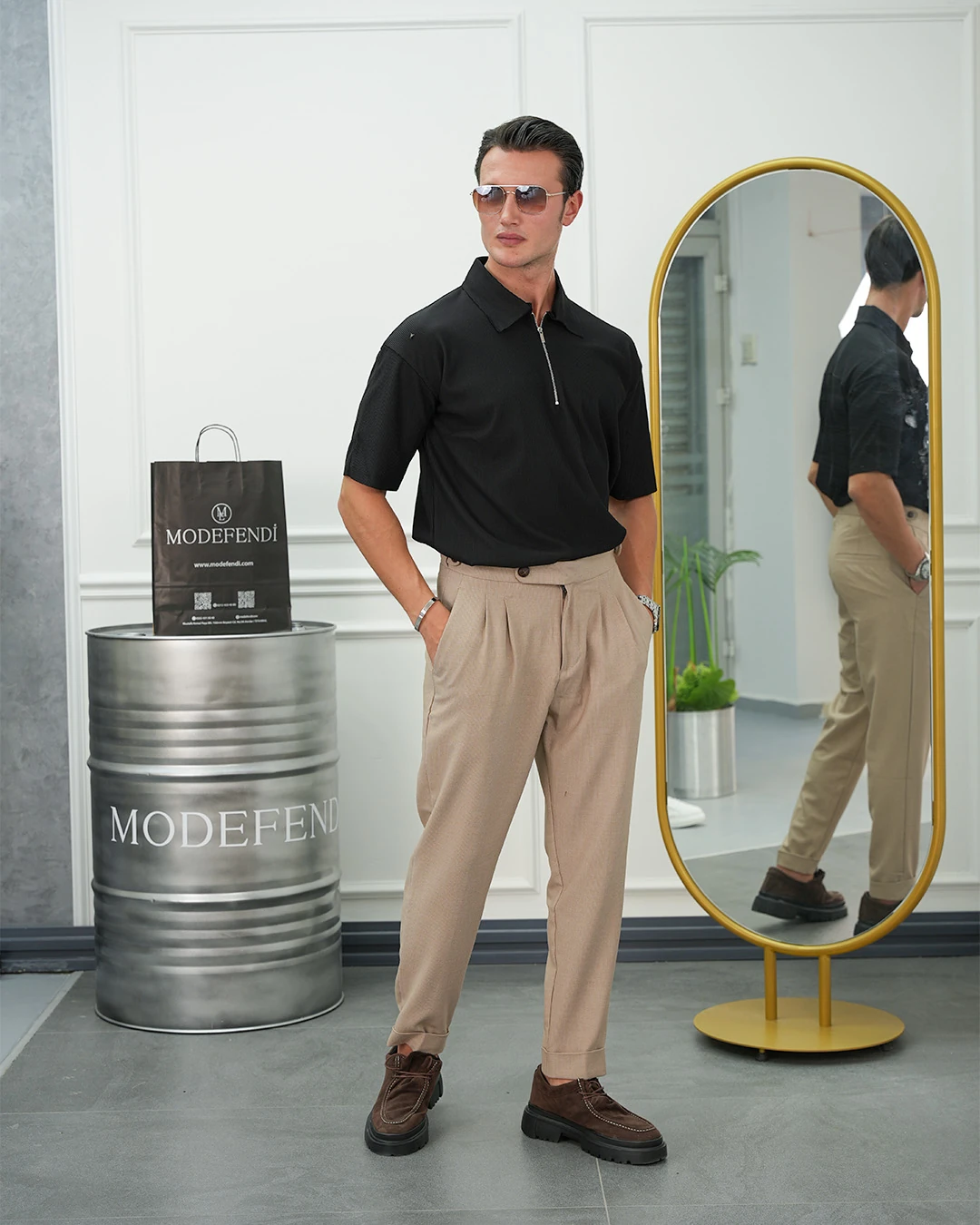 İnce Fitilli Yüksek Kalite Fermuar Detaylı Oversize Tshırt