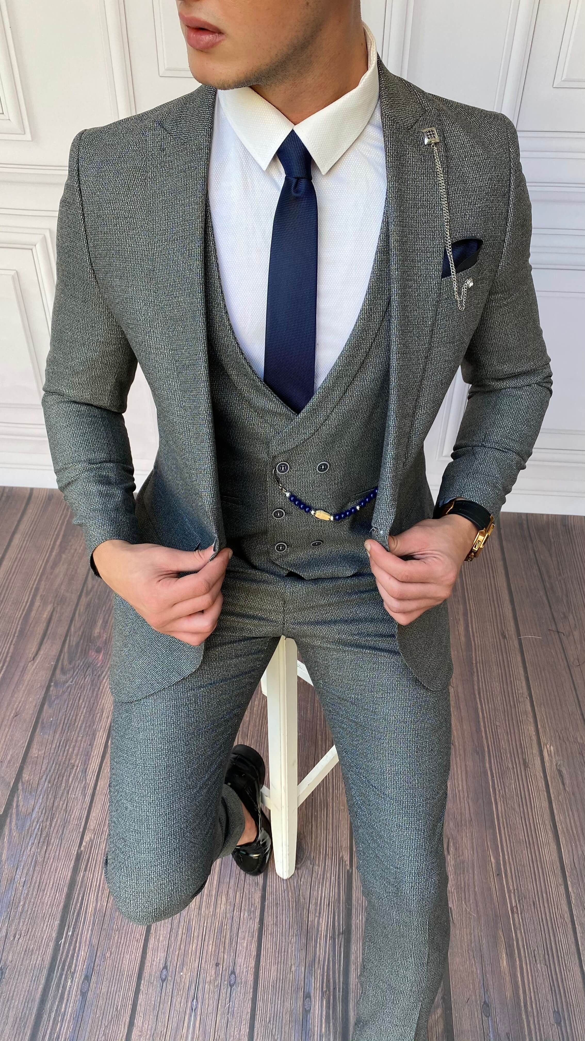 Slim Fit İtalyan Kesim Pamuk  Örme  Takım Elbise 