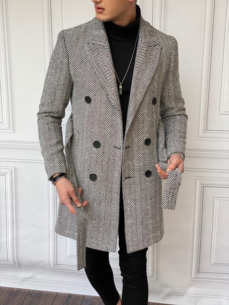 İtalyan Kesim Balıksırtı Model Kemer Detaylı Uzun Palto Kaban