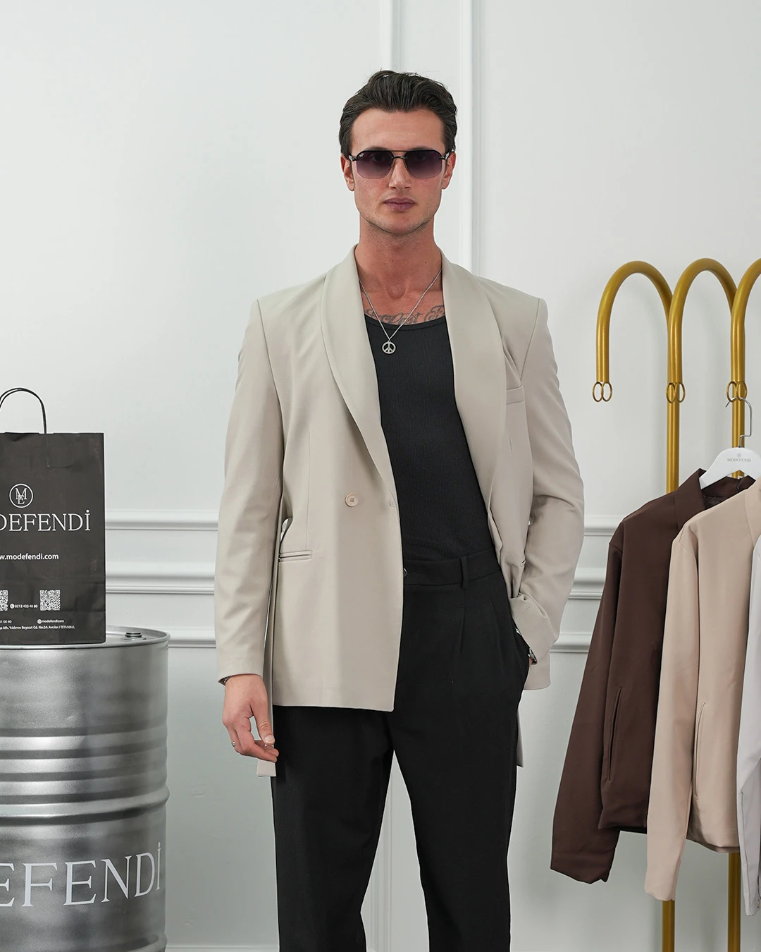 Şal Yaka Kuşak Detaylı Blazer Ceket