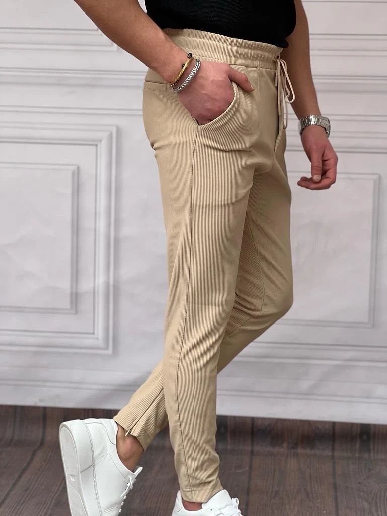 Paça Fermuar Detaylı Jogger Pantolon - Krem