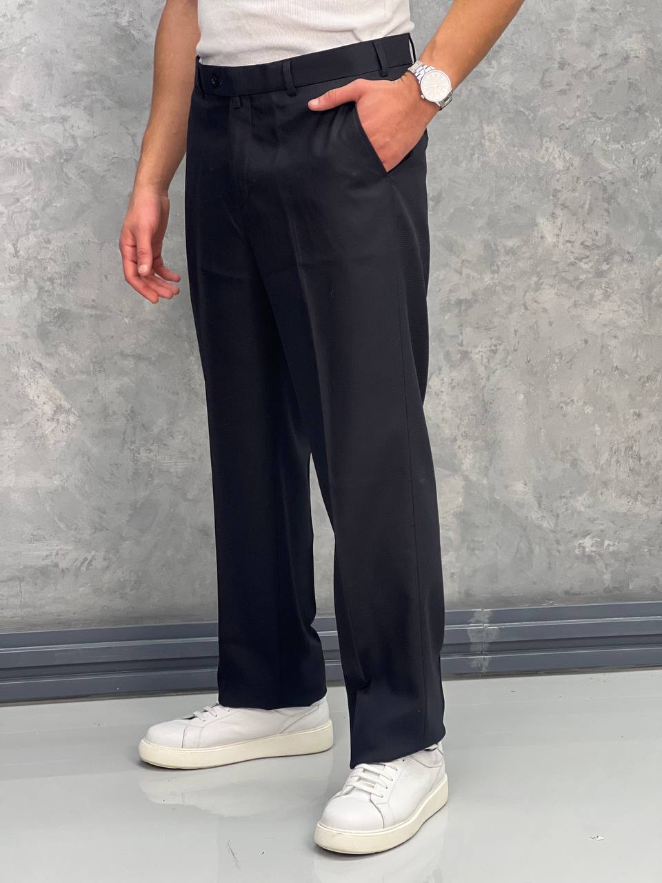 İtalyan Kesim Pamuk Likra Pantolon - Siyah