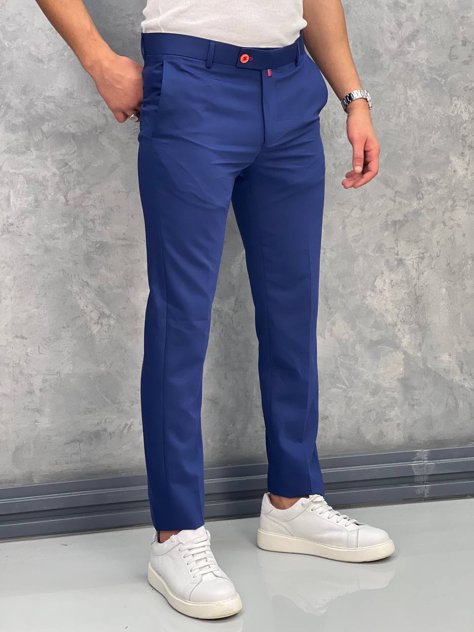 İtalyan Kesim Pamuk Likra Kumaş Pantolon - Lacivert