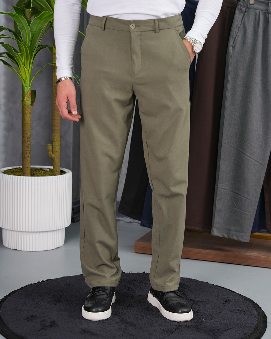 Orta Slim fit Kalıp Pamuk Likra Kumaş Pantolon