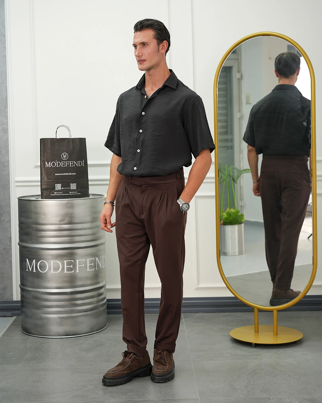 Kısa Kol Oversize Pamuklu Gömlek