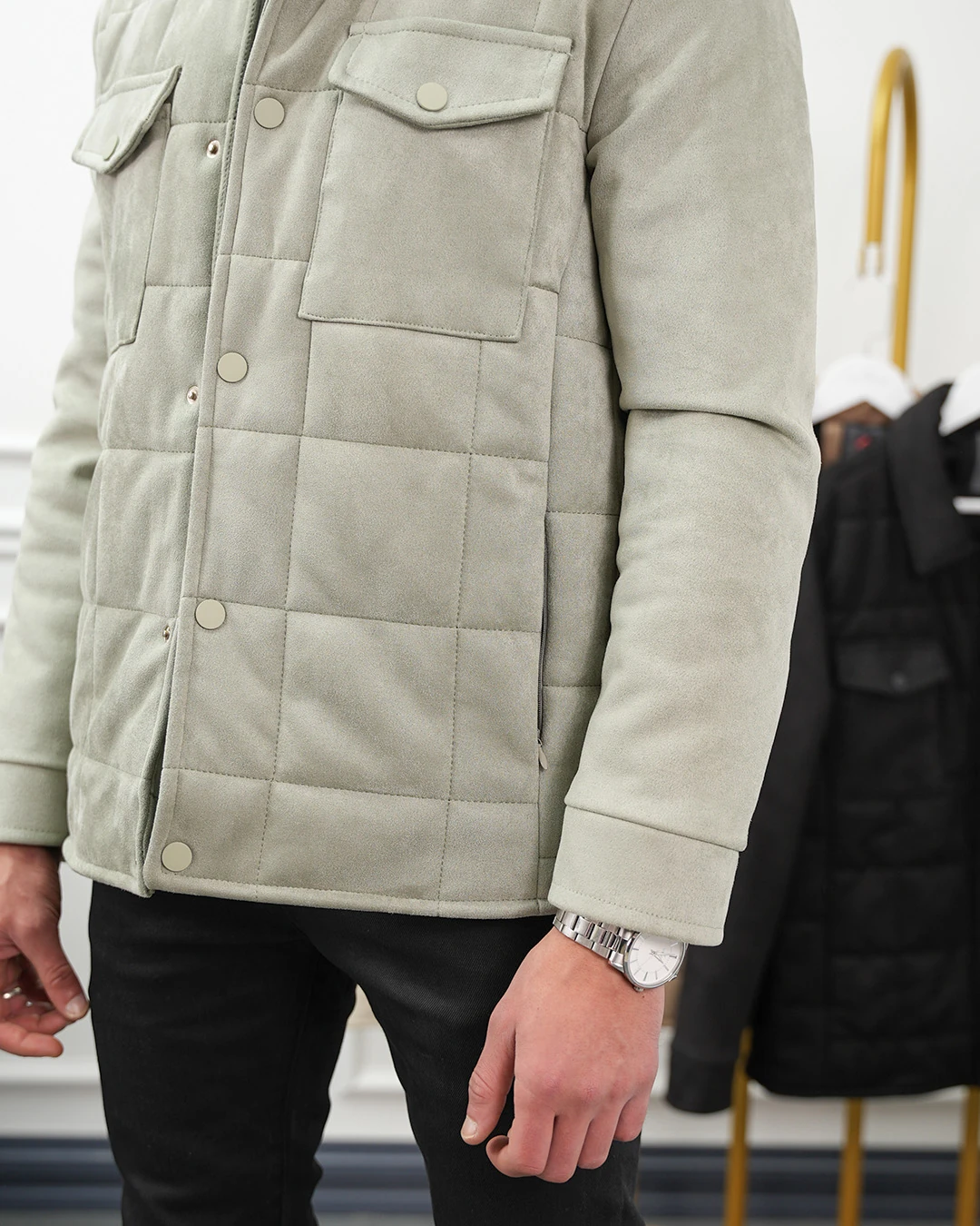 Yüksek Kalite Desenli Yarım Oversize Nubuk Mont