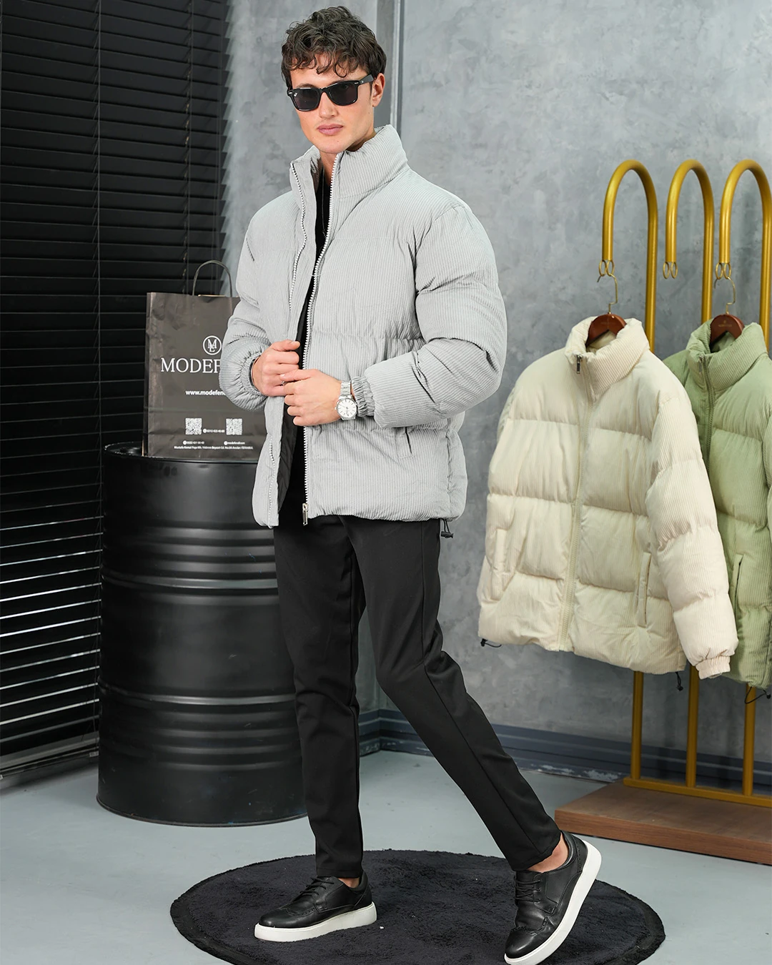 Yüksek Kalite Oversize Elyaf Yapılı Kadife Mont