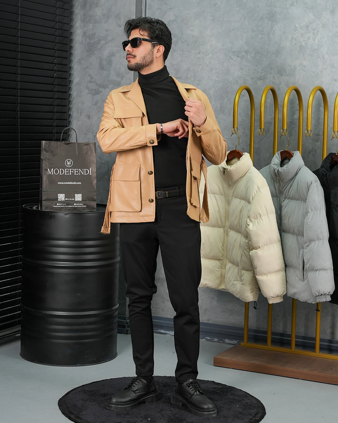 Torba Cep Kemer Detaylı Deri Mont