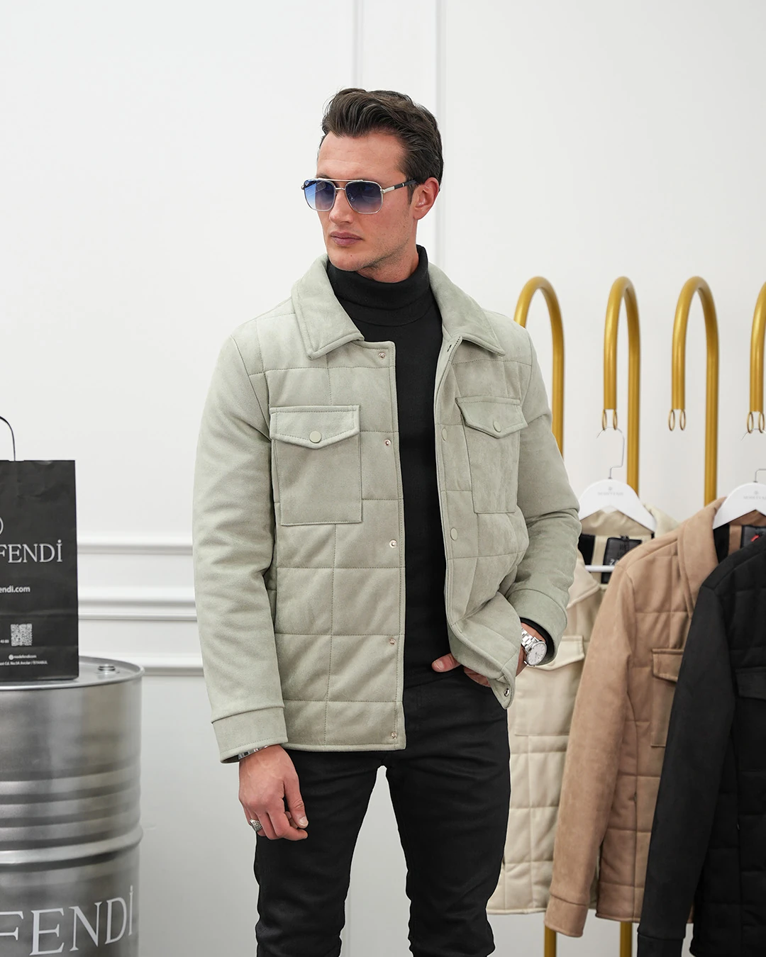 Yüksek Kalite Desenli Yarım Oversize Nubuk Mont