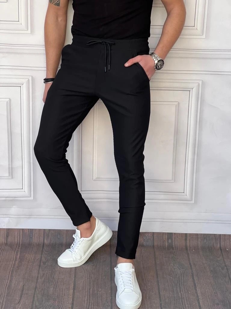 Paça Fermuar Detaylı Jogger Pantolon - Siyah