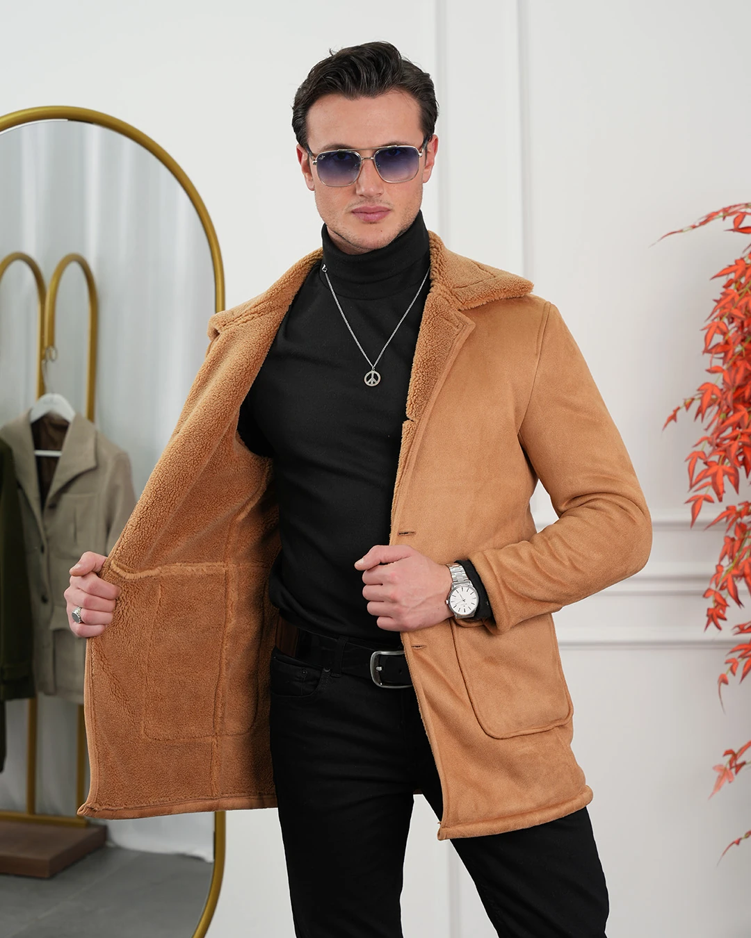 Torba Cep Full Kürklü Nubuk Mont