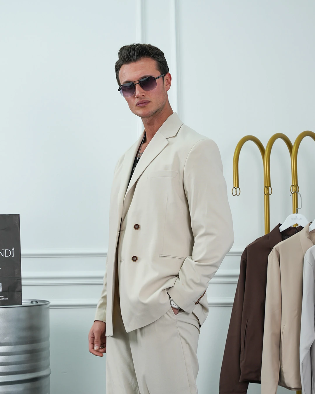 4 Düğme Detaylı Oversize Kesim Baggy Kruvaze Takım Elbise