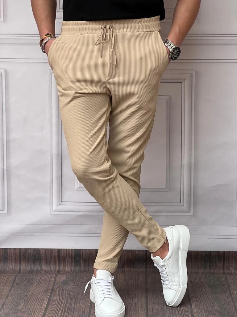 Paça Fermuar Detaylı Jogger Pantolon - Krem