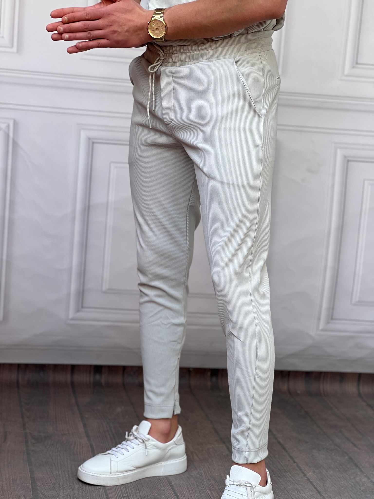 Paça Fermuar Detaylı Jogger Pantolon - Gri