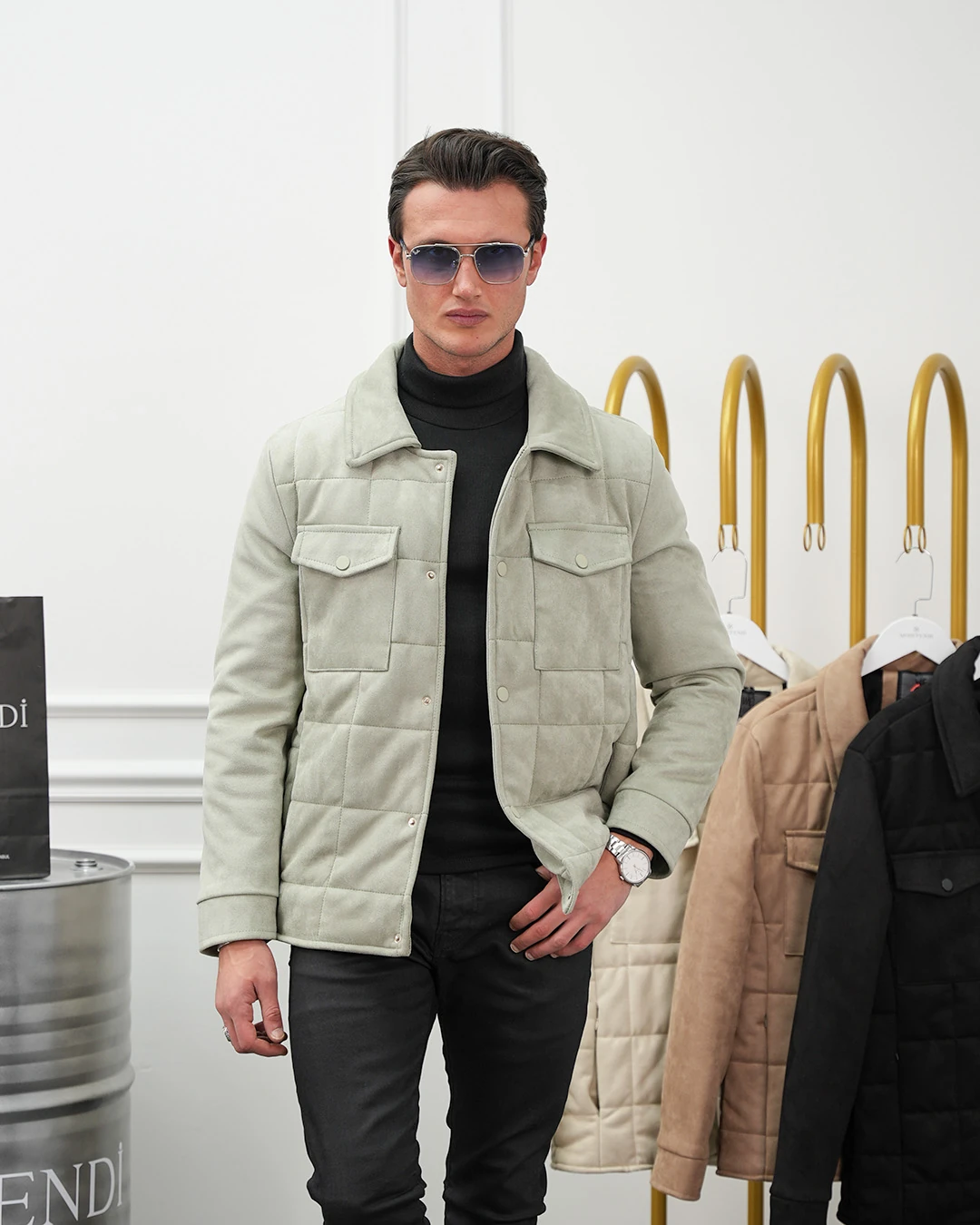 Yüksek Kalite Desenli Yarım Oversize Nubuk Mont