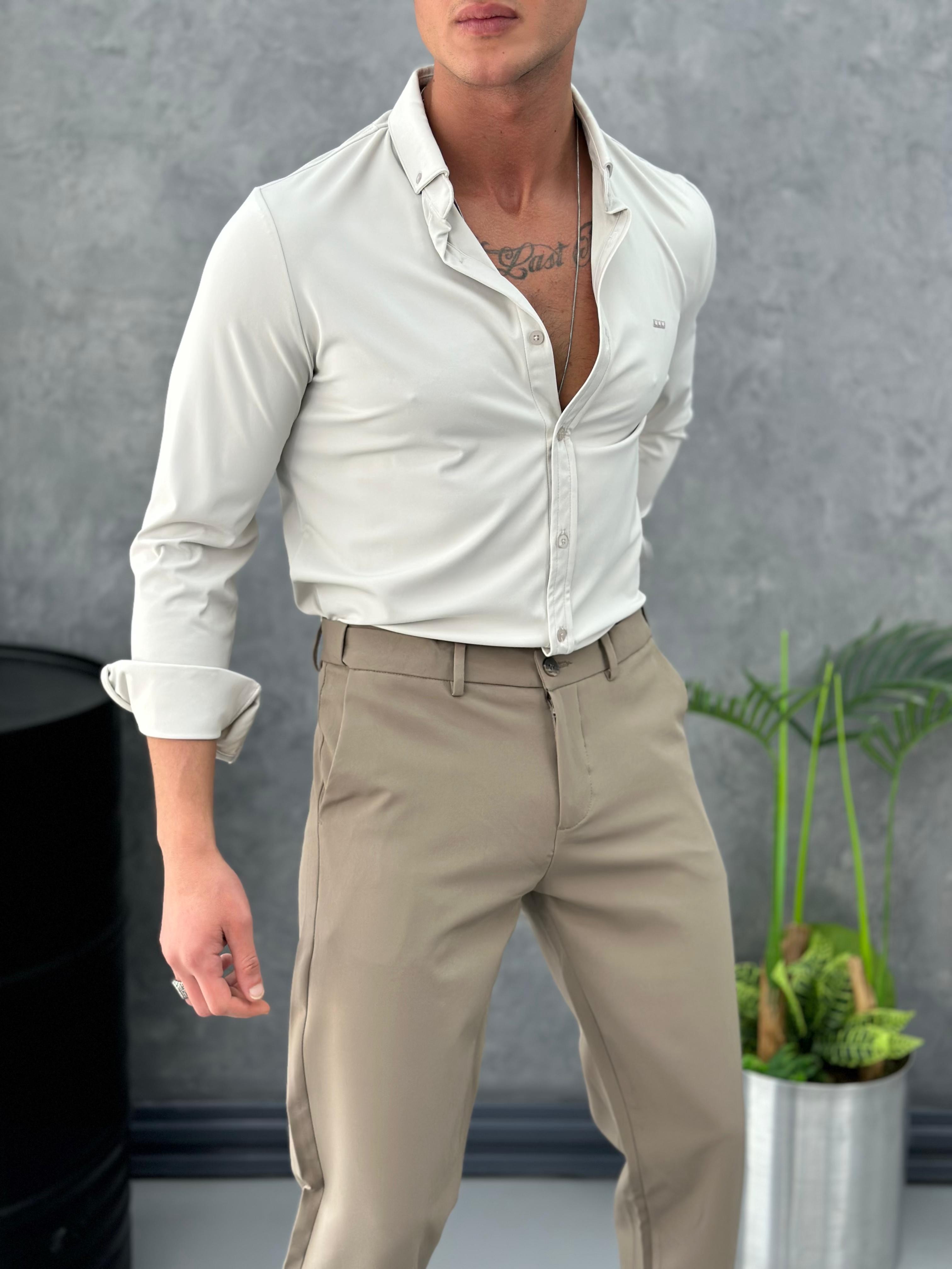 Full Likralı Slimfit Yaka Düğmeli Gömlek