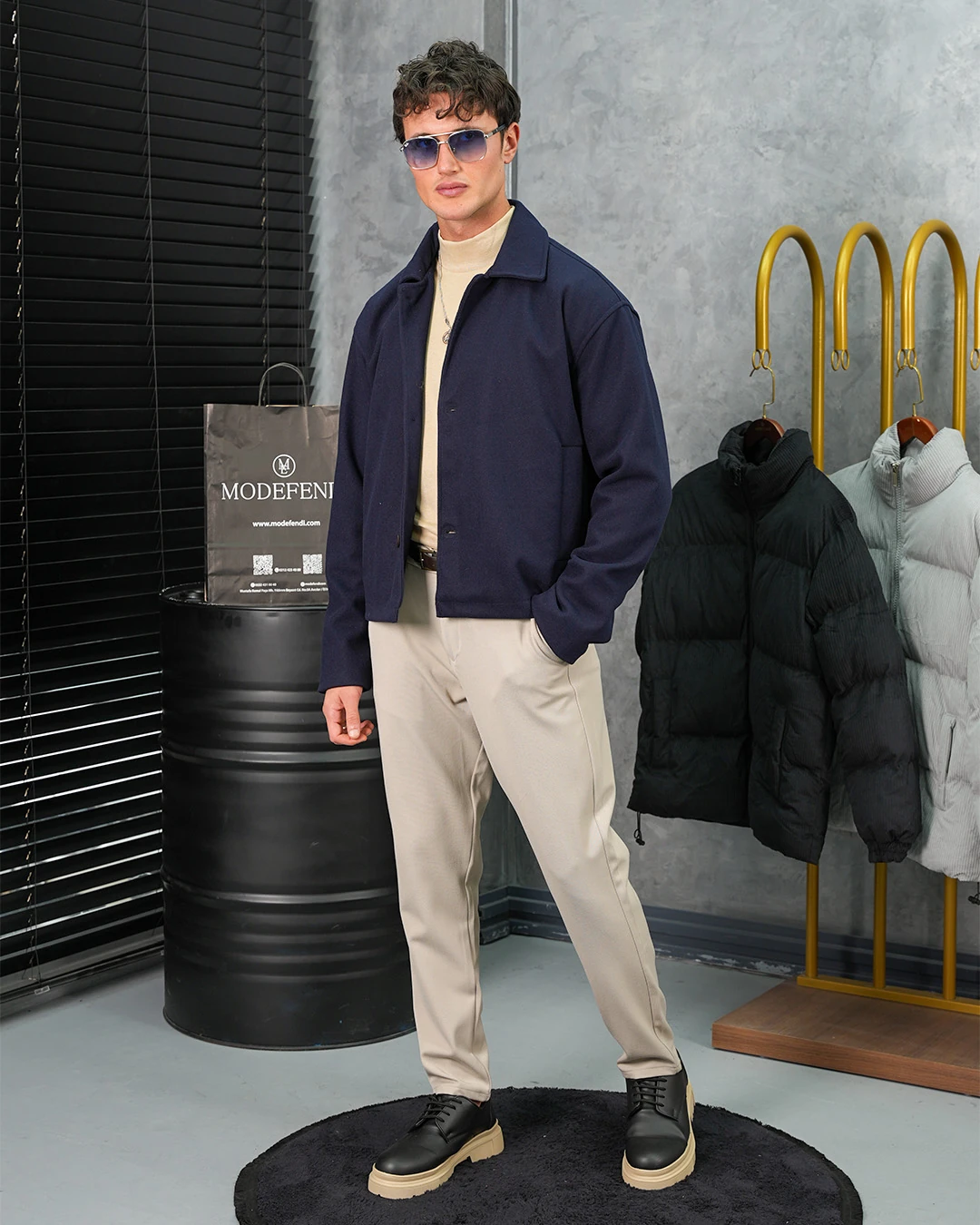 Orta Slim Fit Düğme Detaylı Kaşmir Kaban