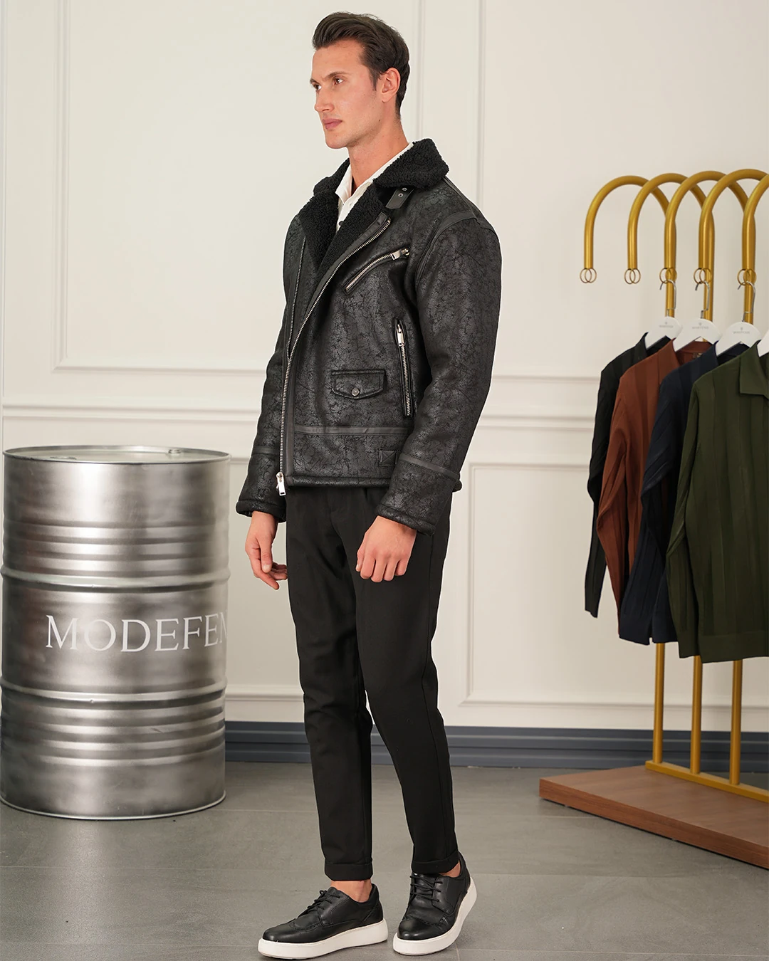 Full Kürklü Napa Deri Mont