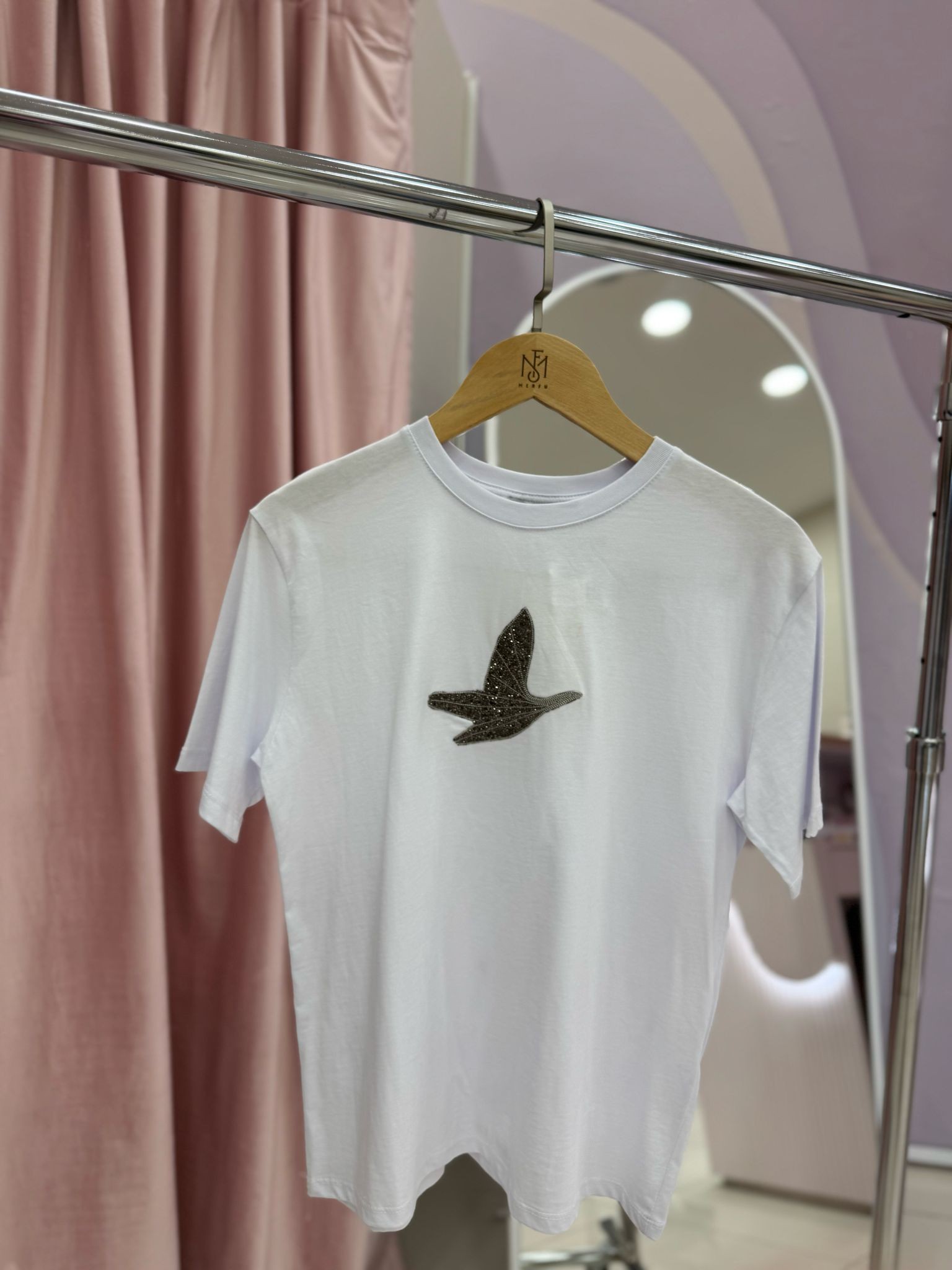 Taşlı T-shirt (Beyaz)