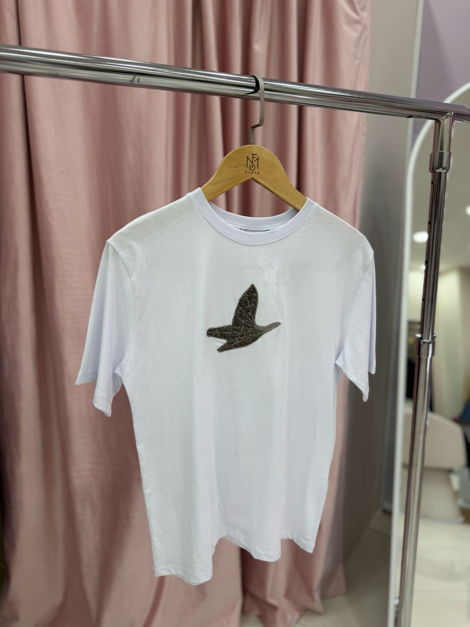 Taşlı T-shirt (Beyaz)