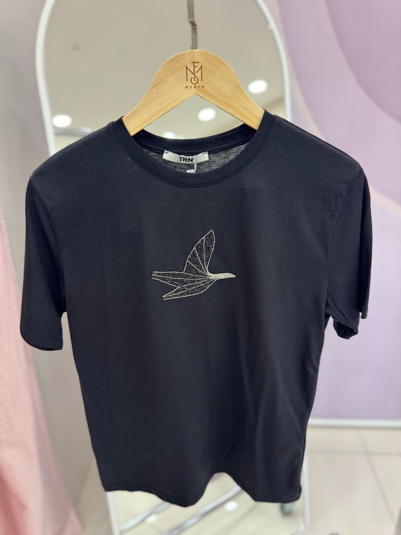 Taşlı T-shirt (Siyah)