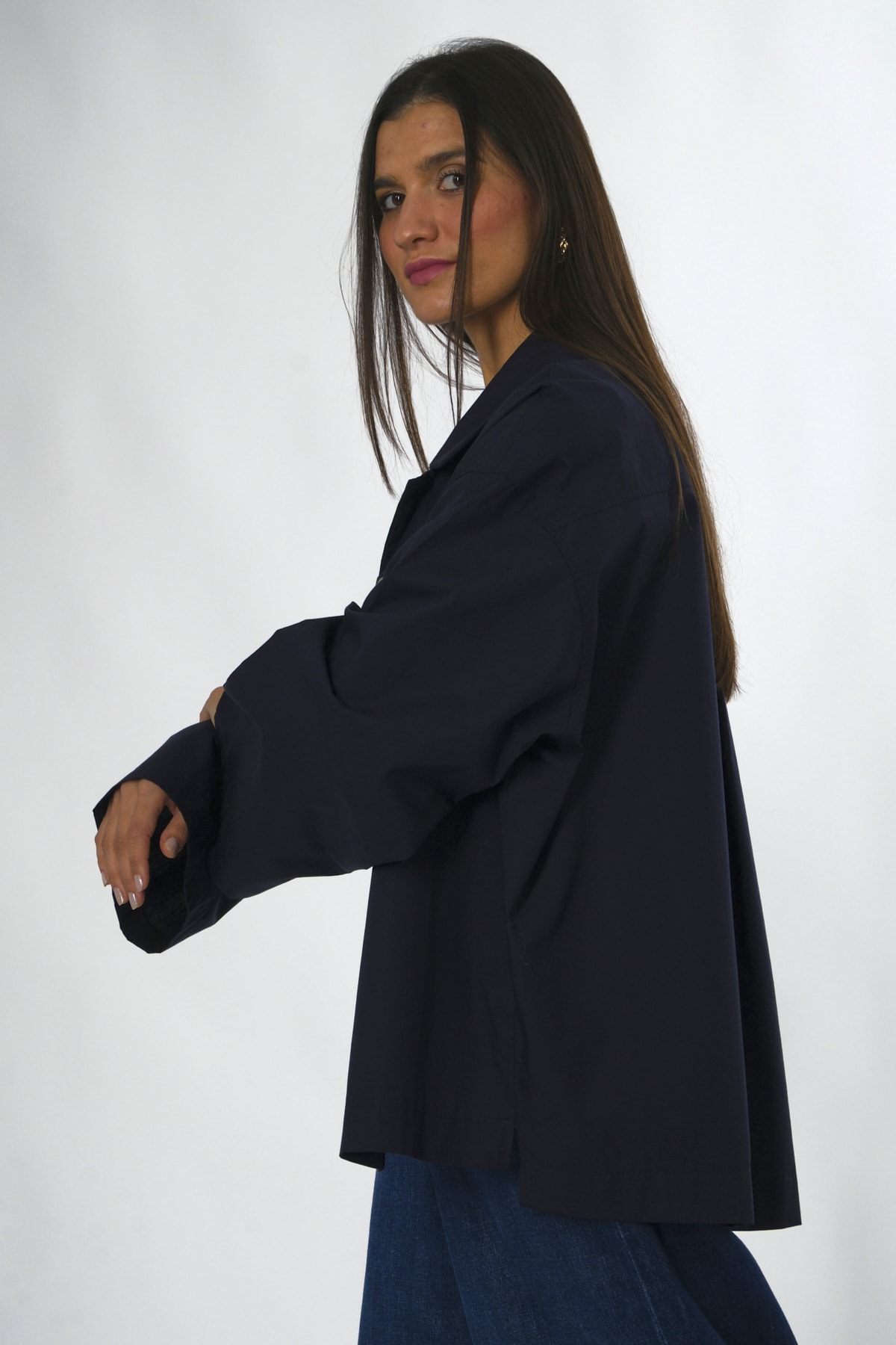 Abbra Kadın %100 Pamuk Oversize Poplin Gömlek