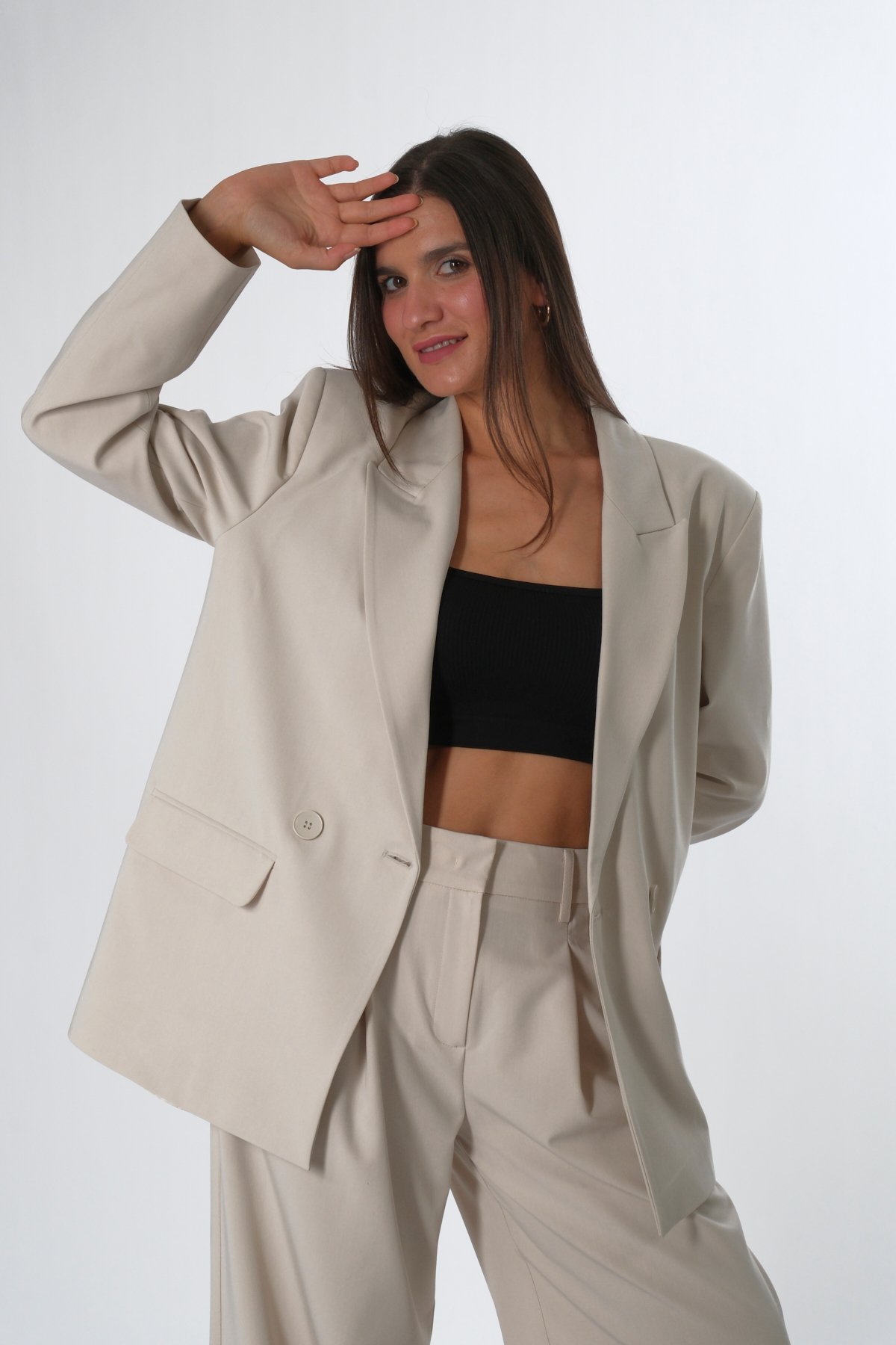 Abbra Kadın Çizgili Blazer Ceket