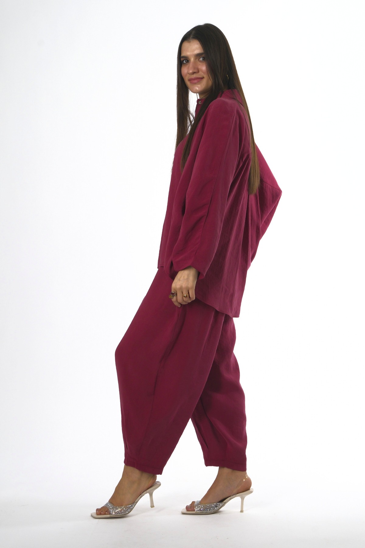 Abbra Kadın Modal Slouchy Gömlek Takım