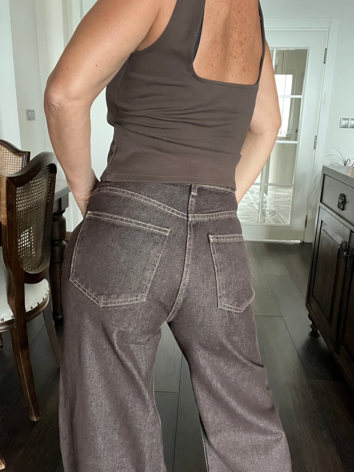 Abbra Kadın Geniş Kalıp Renkli Denim Pantolon 
