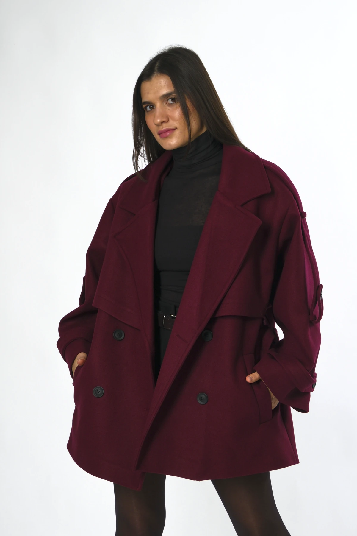 Abbra Kadın Astarlı Kısa Kaşe Kaban