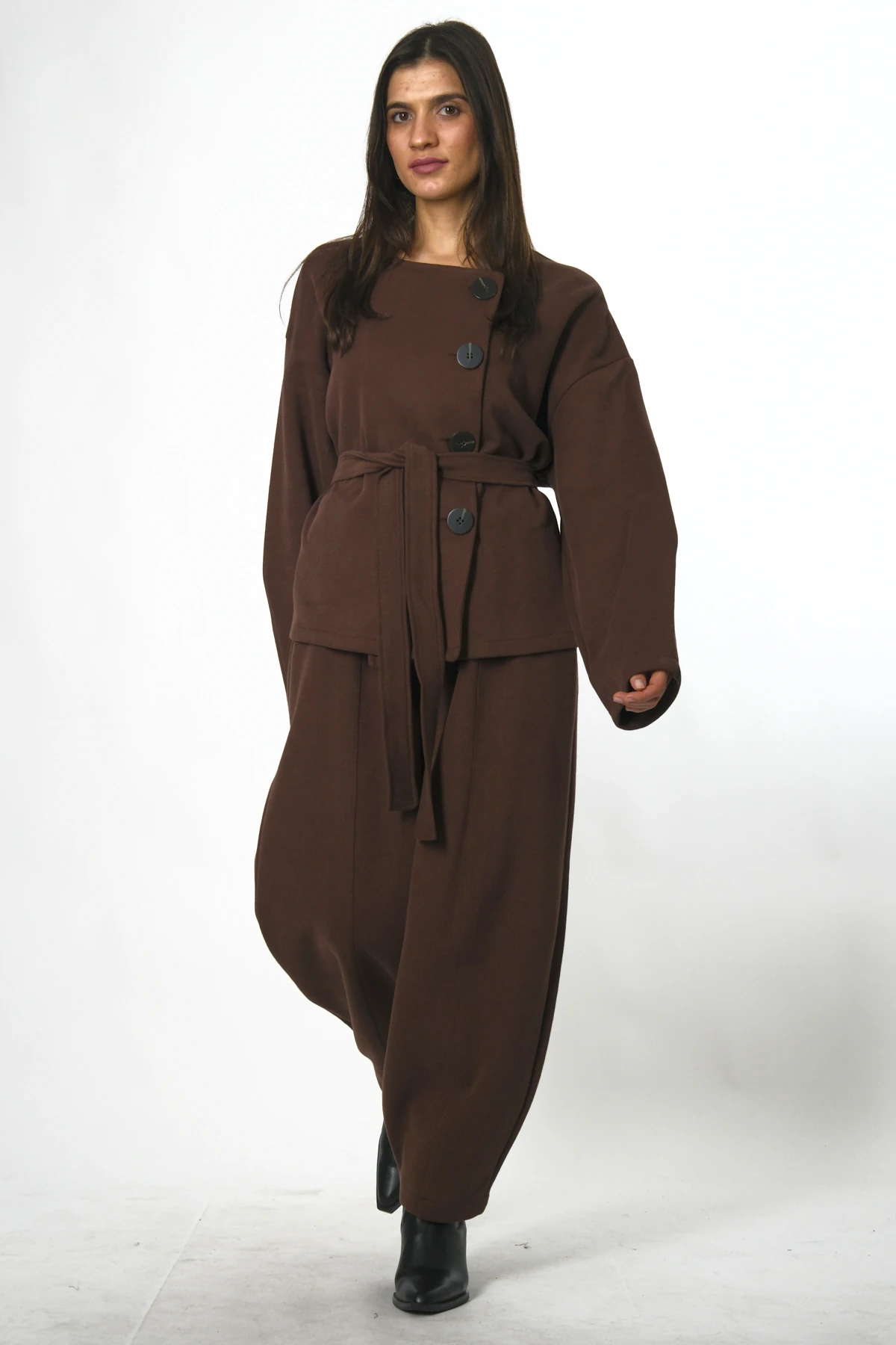 Abbra Kadın %100 Pamuk Beli Lastikli Ceketli Şalvar Takım