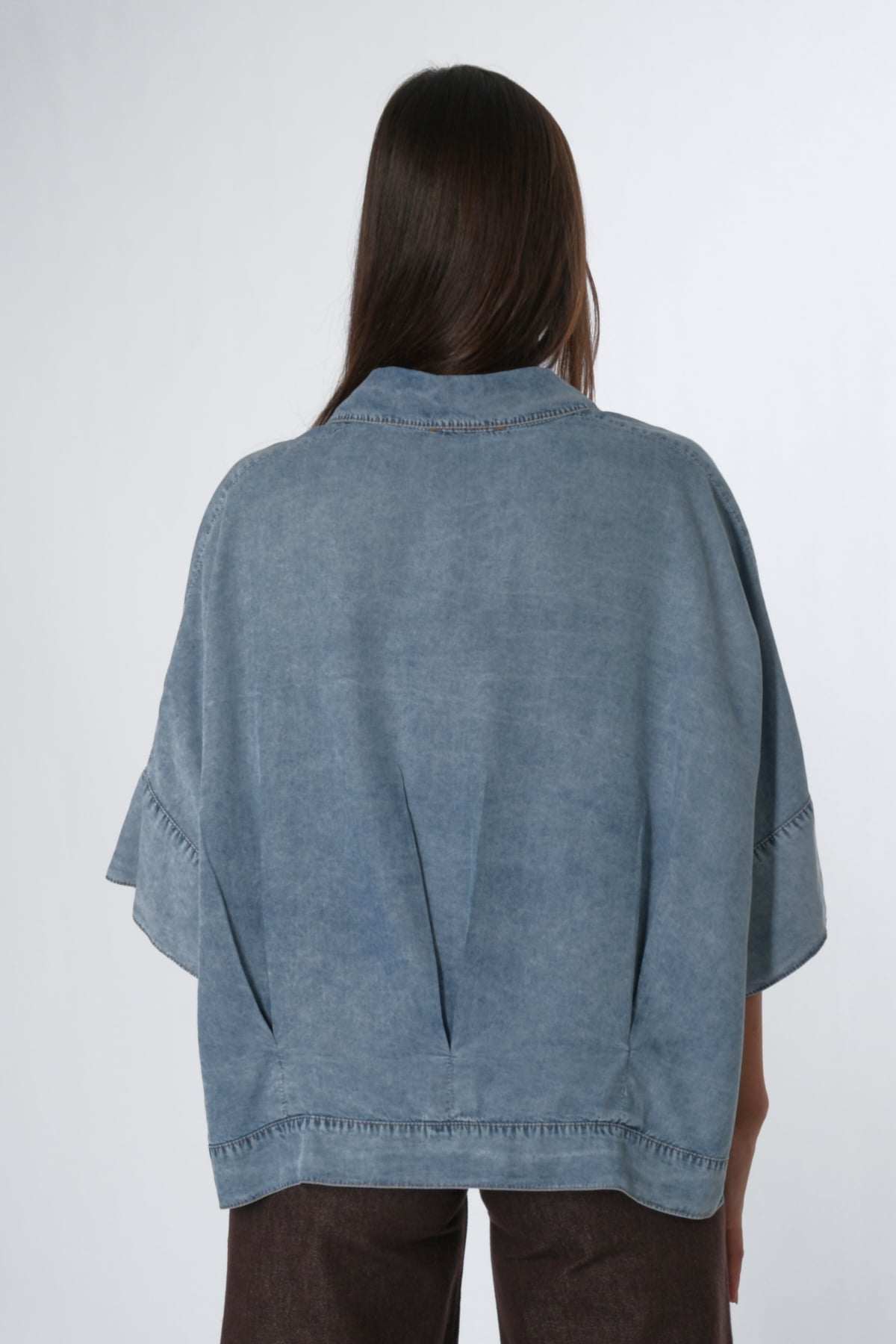 Abbra Kadın Oversize Jean Gömlek