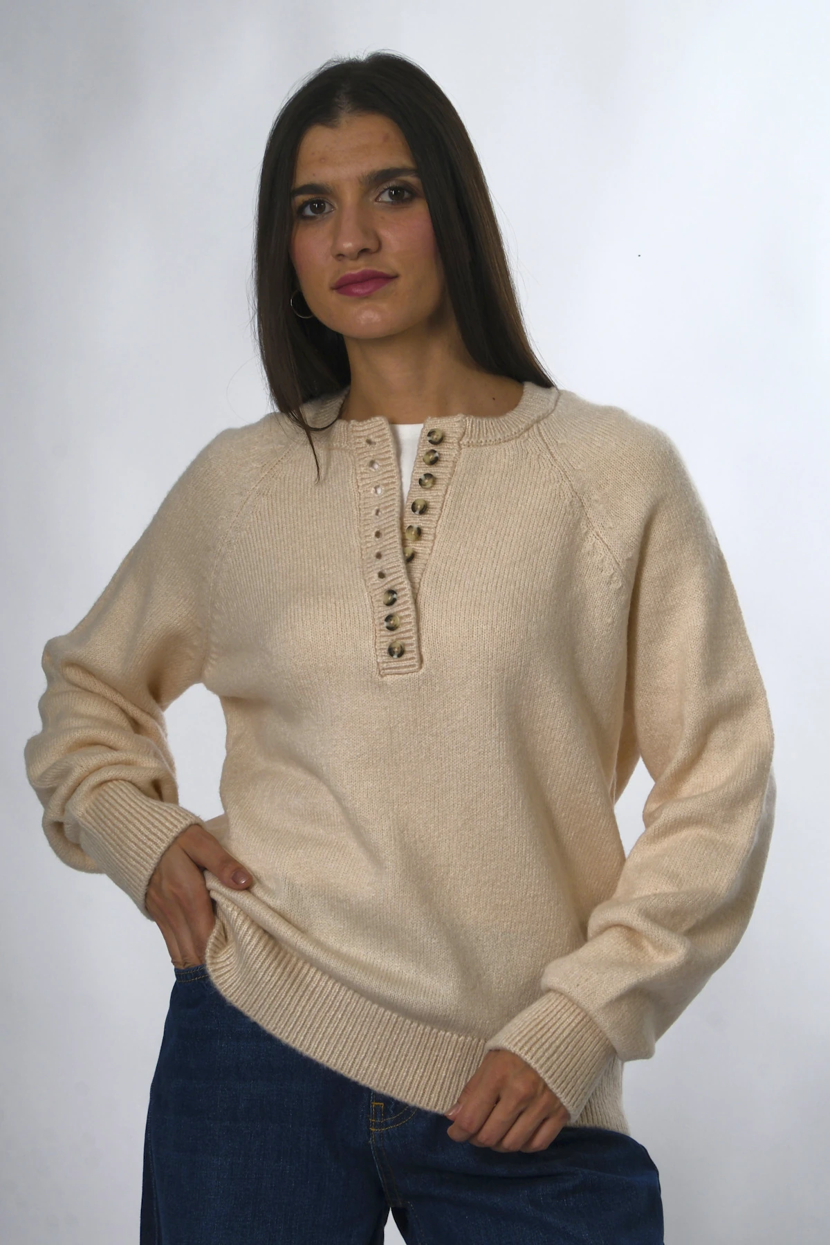 Abbra Kadın Patlı Düğmeli Kazak