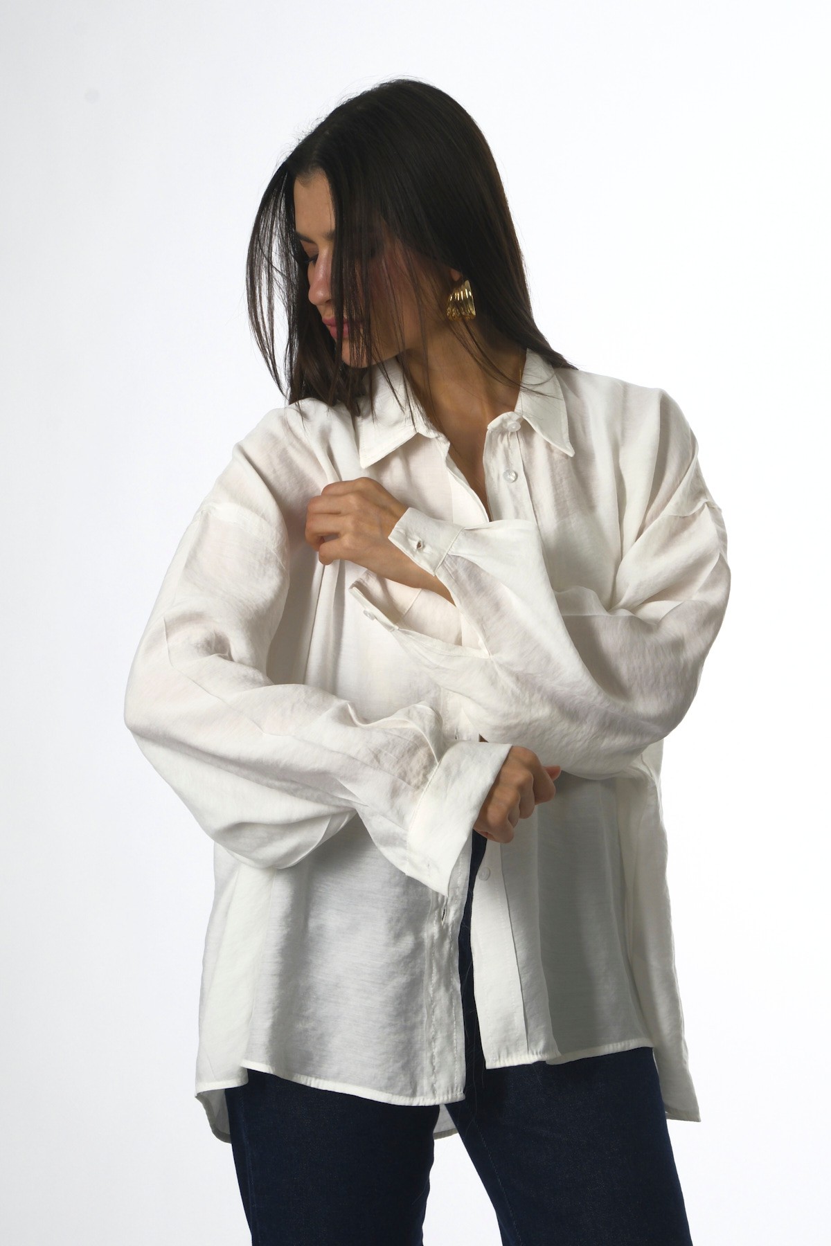 Abbra Kadın Modal Oversize Gömlek