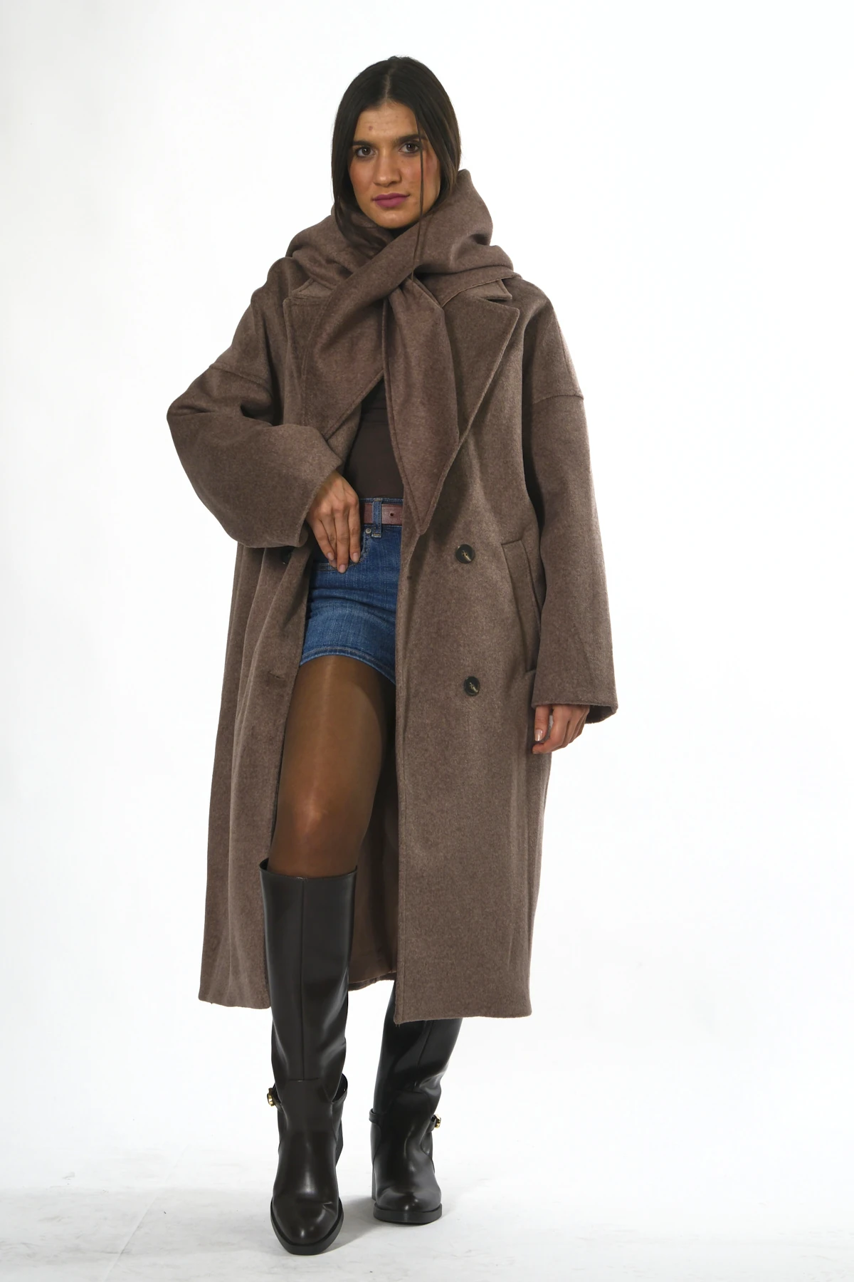 Abbra Kadın Şallı Astarlı Kaban