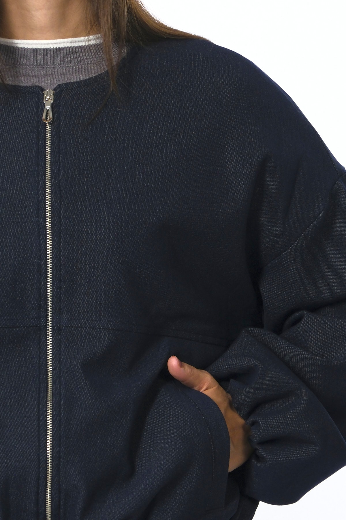 Abbra Kadın Oval Yaka Astarlı Bomber Ceket