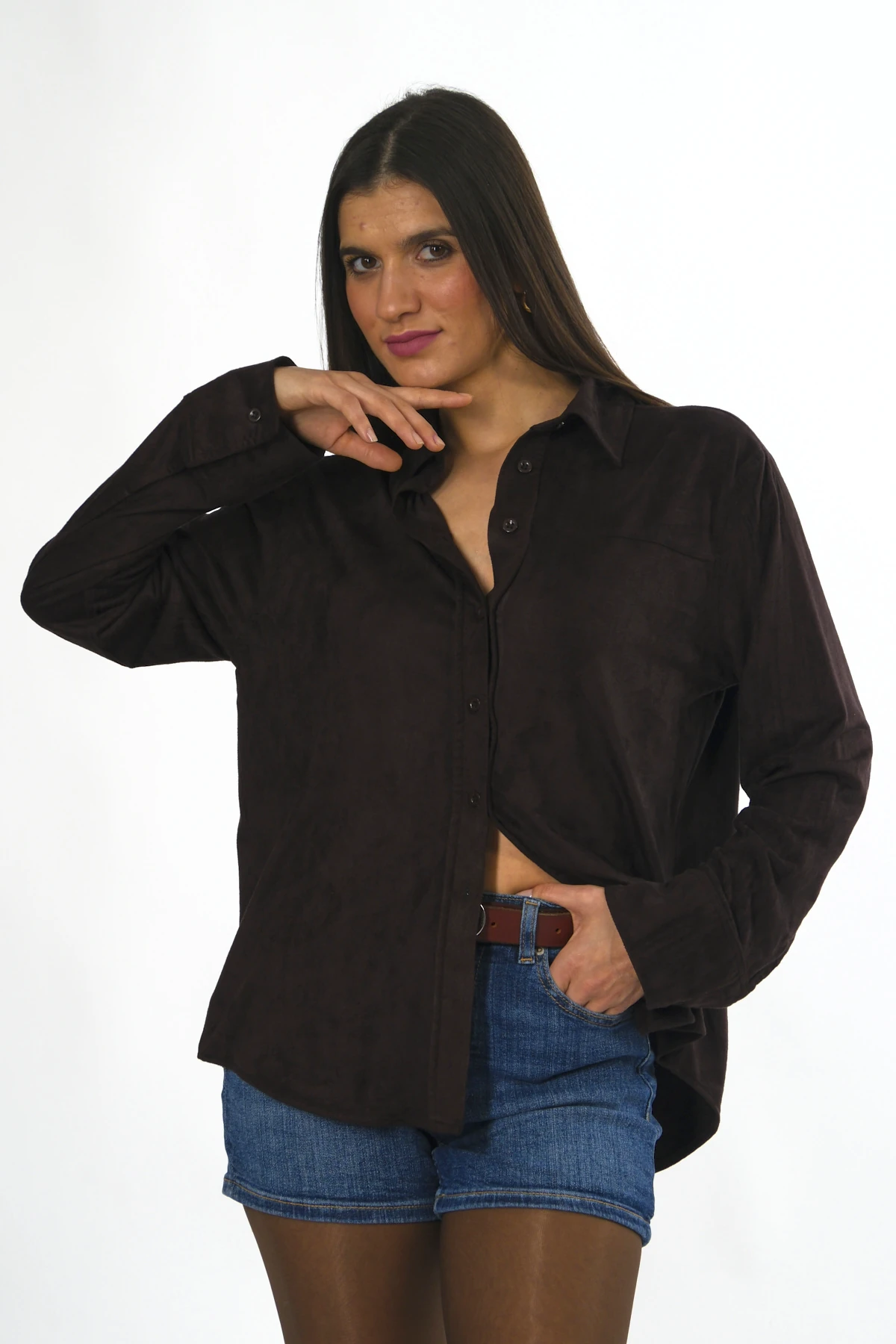 Abbra Kadın Süet Gömlek