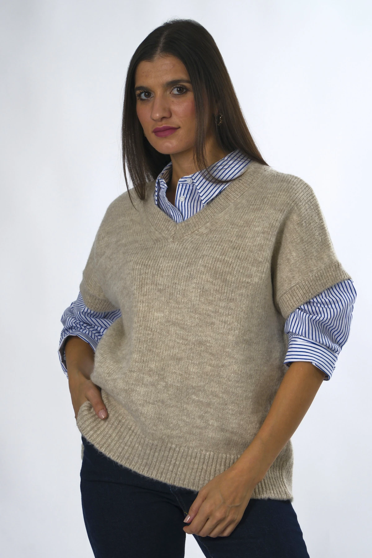 Abbra Kadın V Yaka Süveter