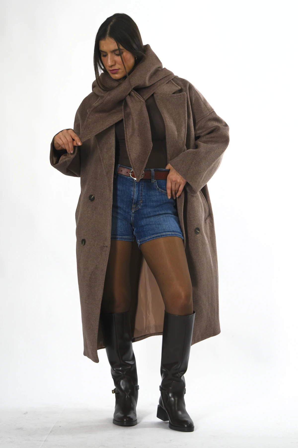 Abbra Kadın Şallı Astarlı Kaban