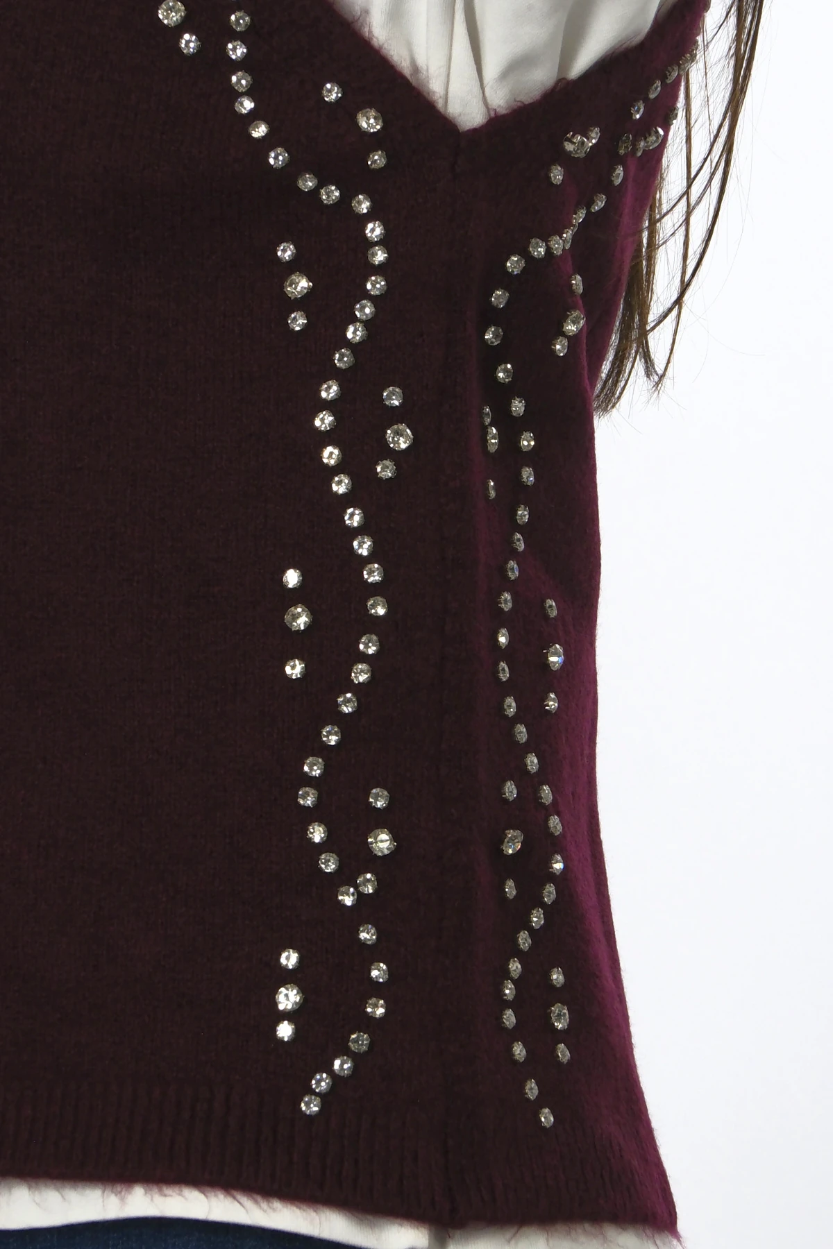 Abbra Kadın Yanları Taşlı Süveter