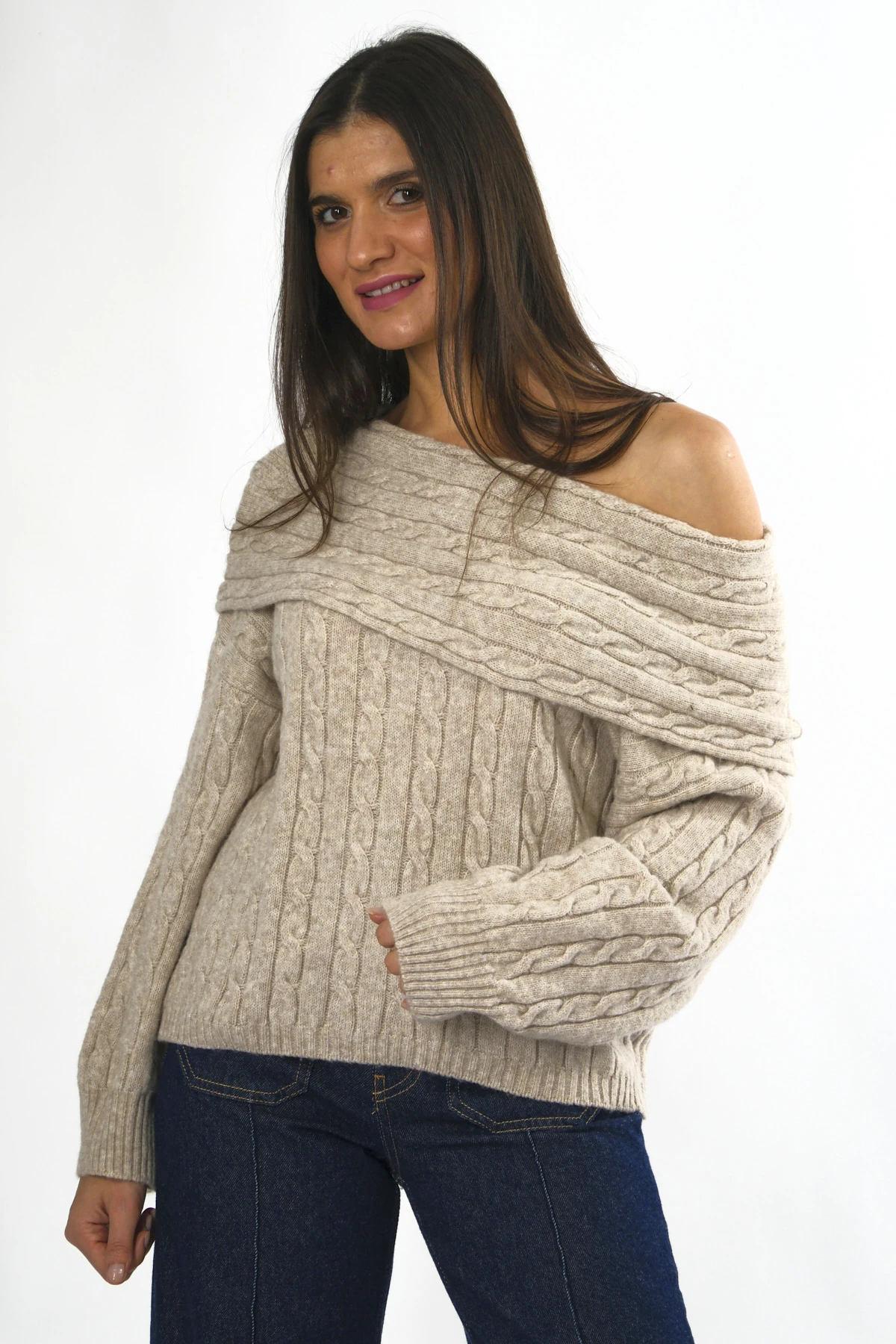 Abbra Kadın Madonna Yaka Kazak