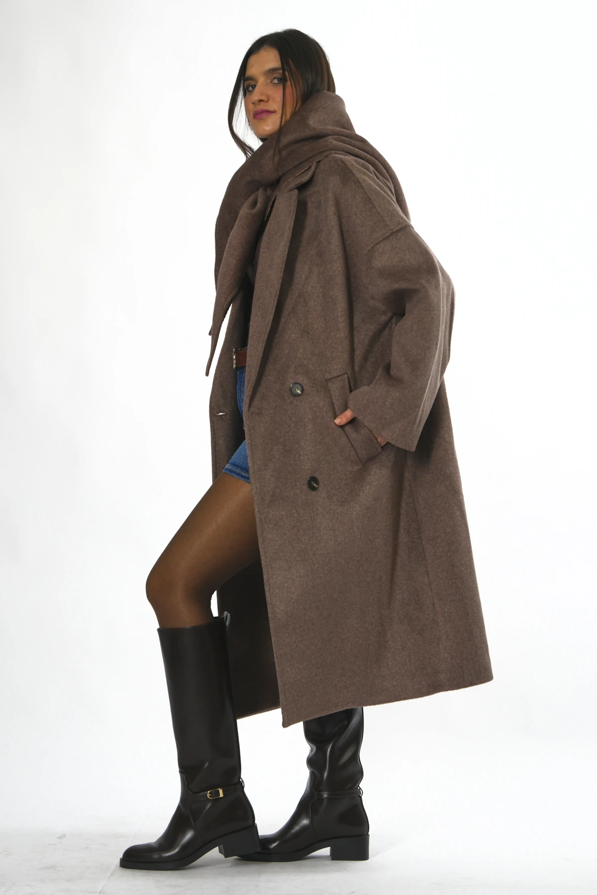 Abbra Kadın Şallı Astarlı Kaban