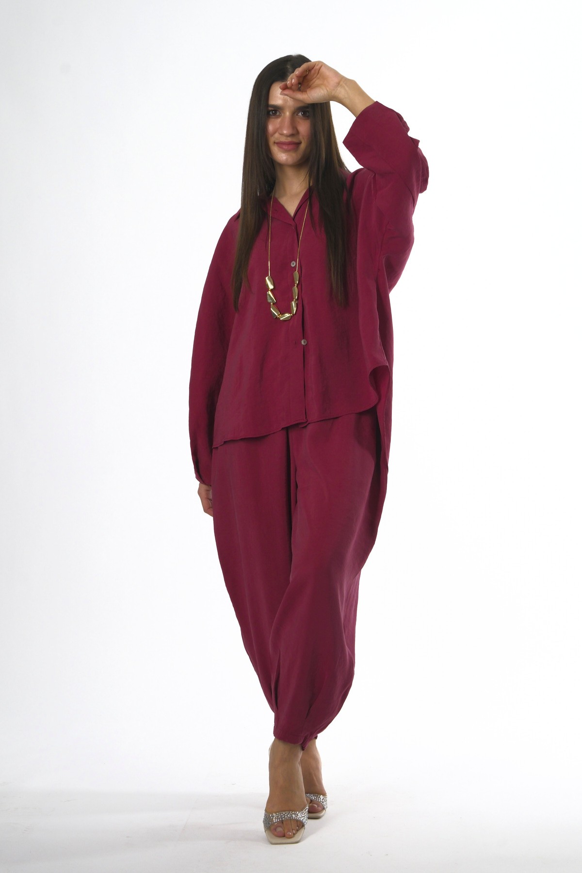 Abbra Kadın Modal Slouchy Gömlek Takım
