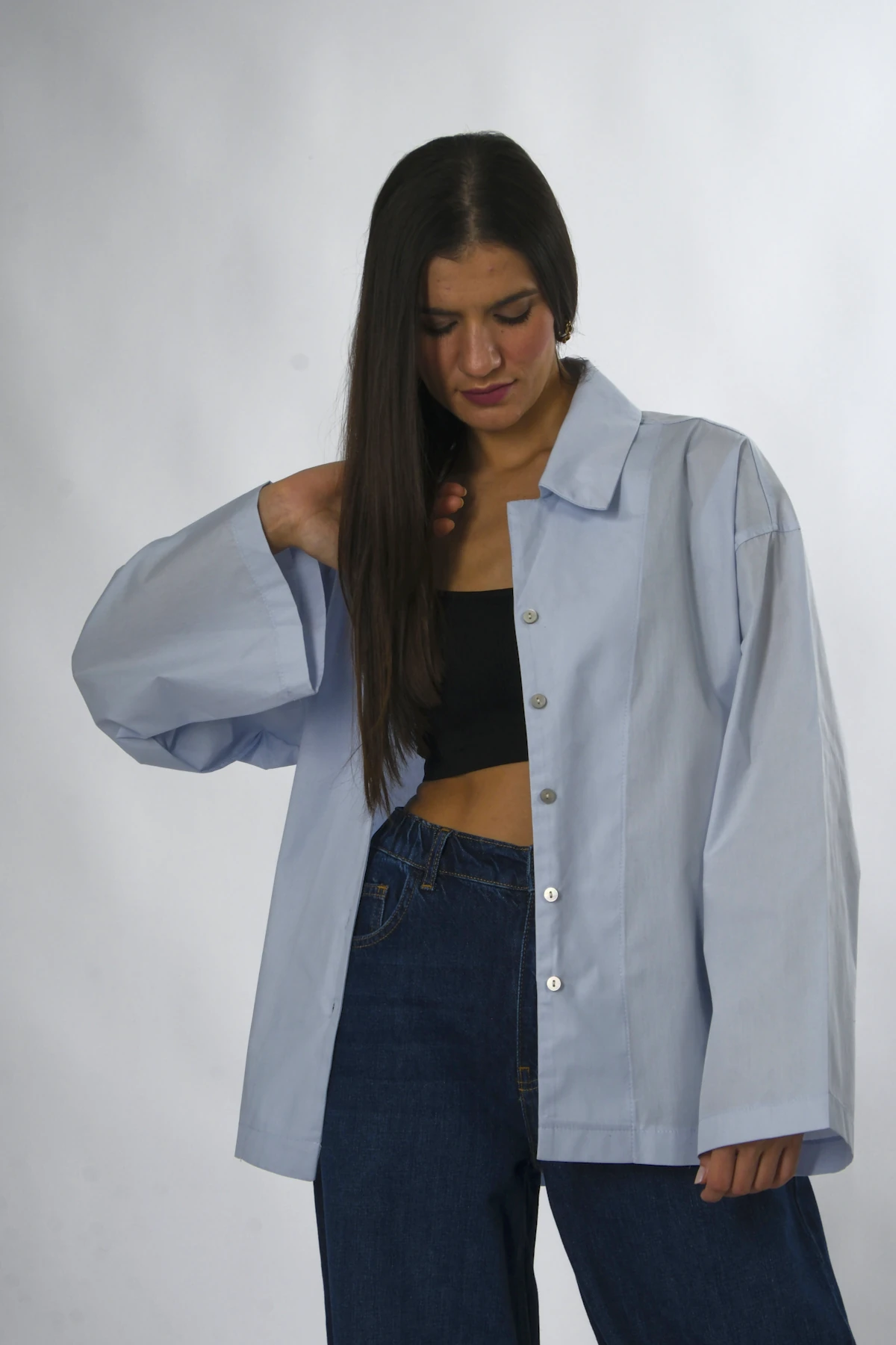 Abbra Kadın %100 Pamuk Oversize Poplin Gömlek