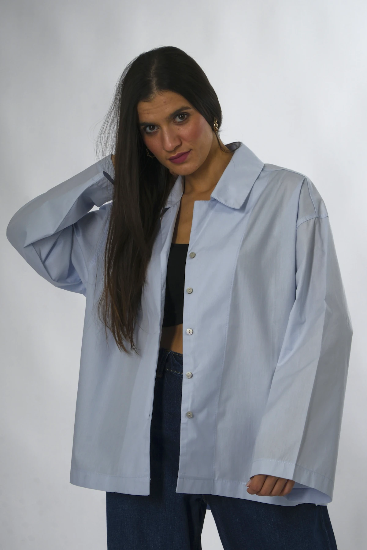 Abbra Kadın %100 Pamuk Oversize Poplin Gömlek