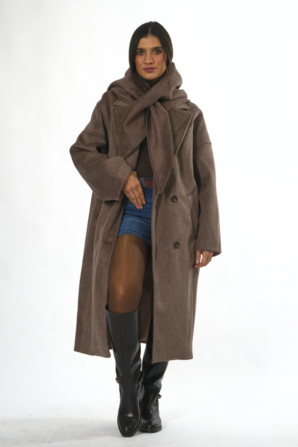 Abbra Kadın Şallı Astarlı Kaban