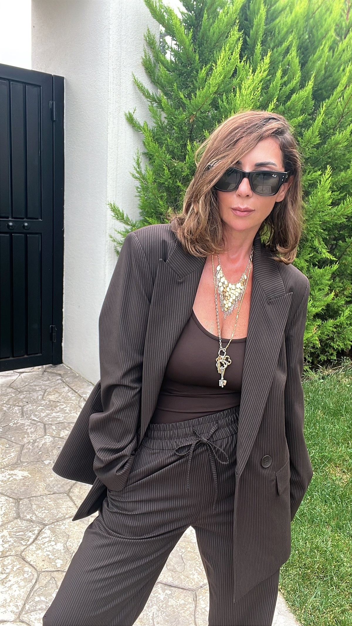 Abbra Kadın Çizgili Blazer Ceket 
