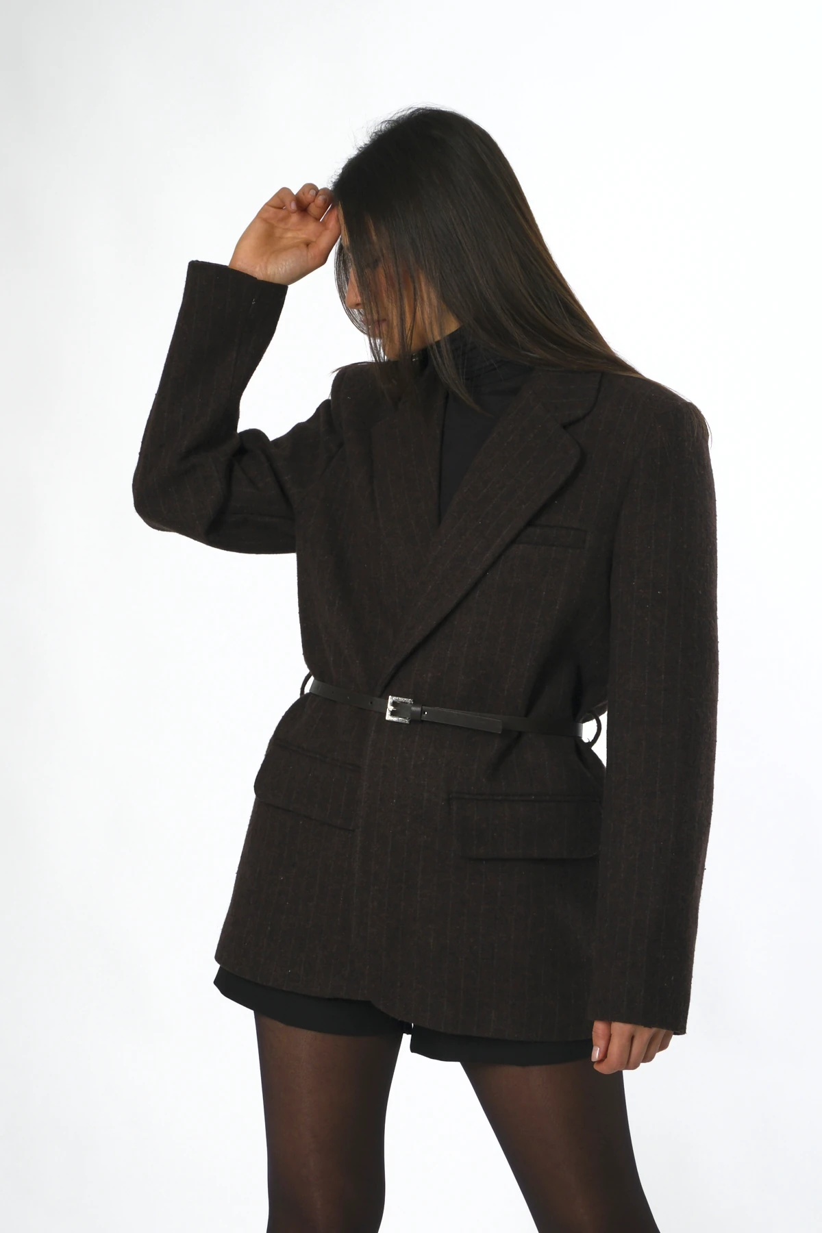 Abbra Kadın Astarlı Kemerli Kaşe Ceket