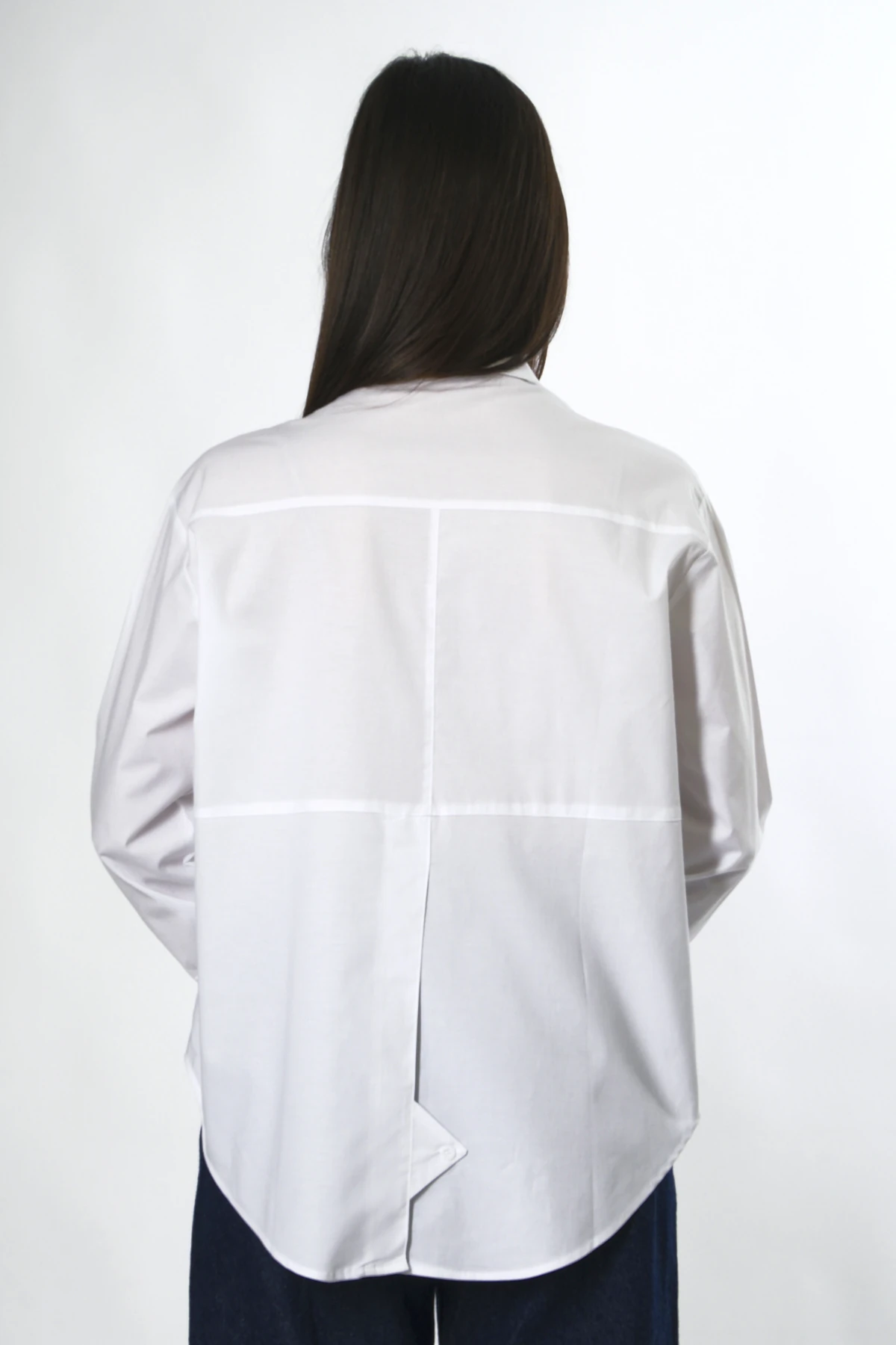 Abbra Kadın Sahte Cepli Pamuklu Oversize Gömlek